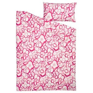Pink Floral Cotton Duvet Cover Set Twin Size